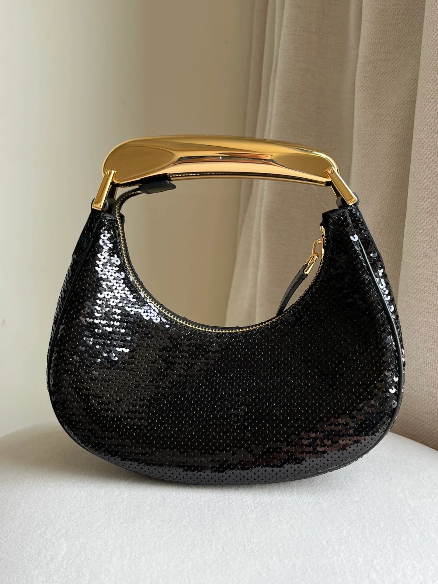 Tom Ford Bianca Mini Hobo Bag in Black Sequins