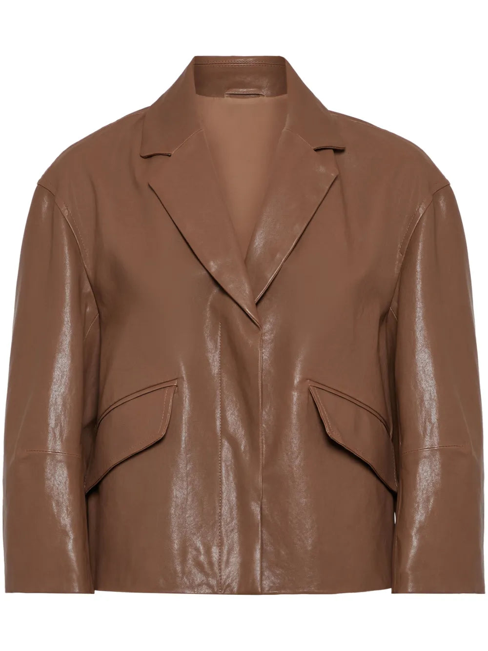 Jil Sander Boxy Brown Leather Blazer