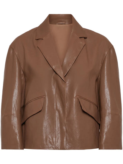 Jil Sander Boxy Brown Leather Blazer