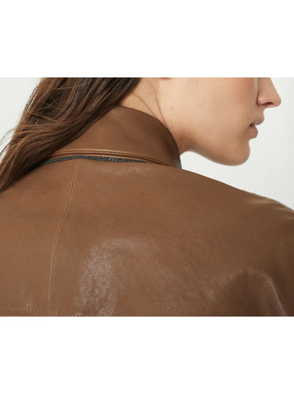 Jil Sander Boxy Brown Leather Blazer