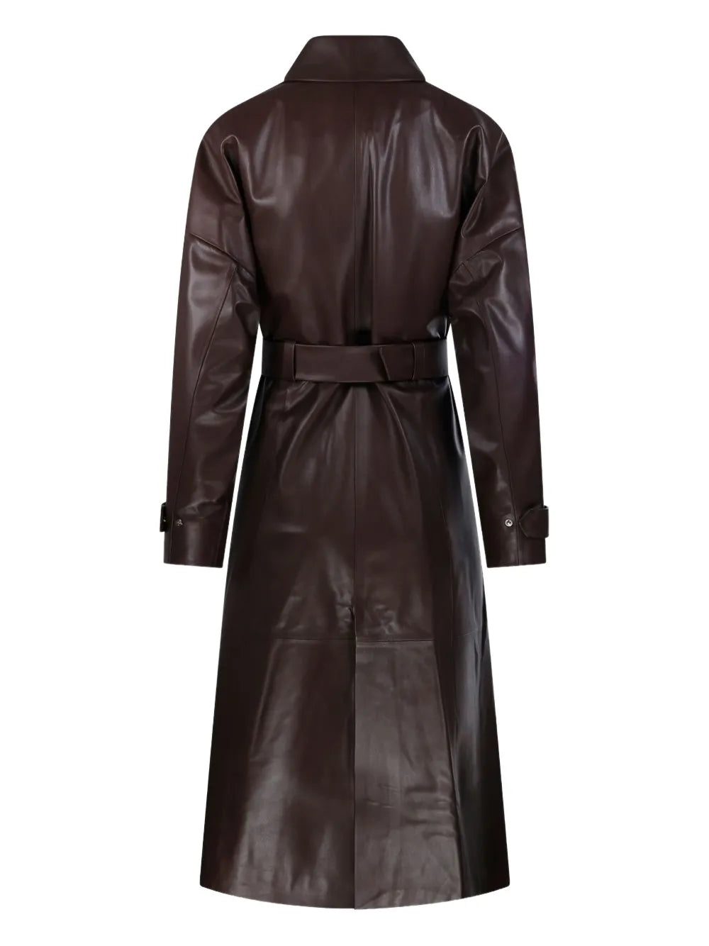 Jil Sander Dark Brown Belted Leather Coat
