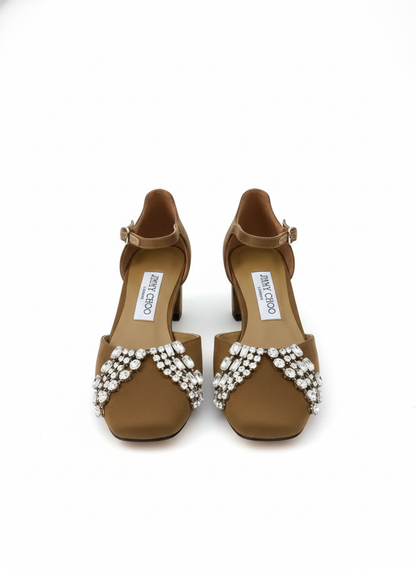 Jimmy Choo Averly Pearl-Embellished Satin Pumps