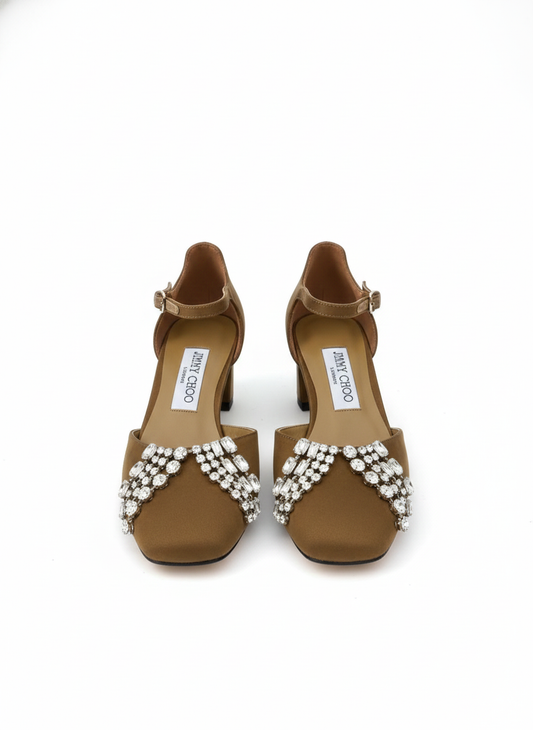 Jimmy Choo Averly Pearl-Embellished Satin Pumps