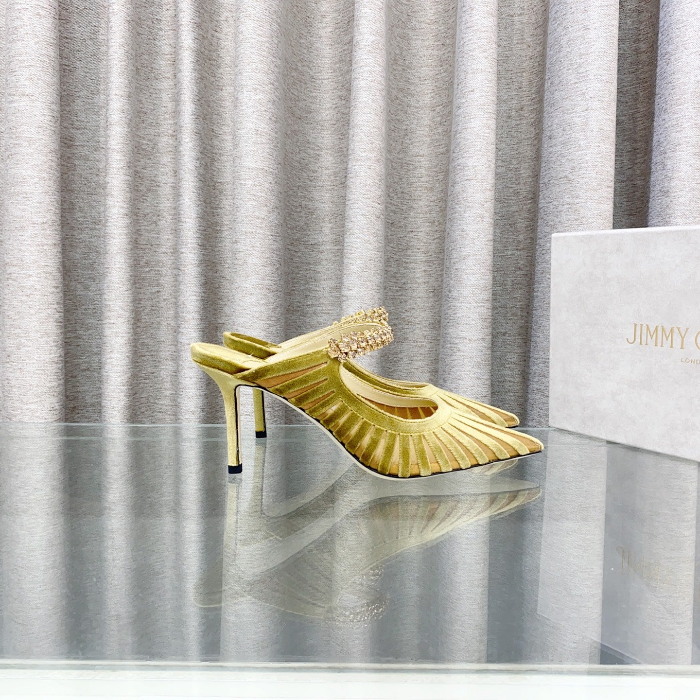 Jimmy Choo Bing Mesh Crystal-Strap Sandals