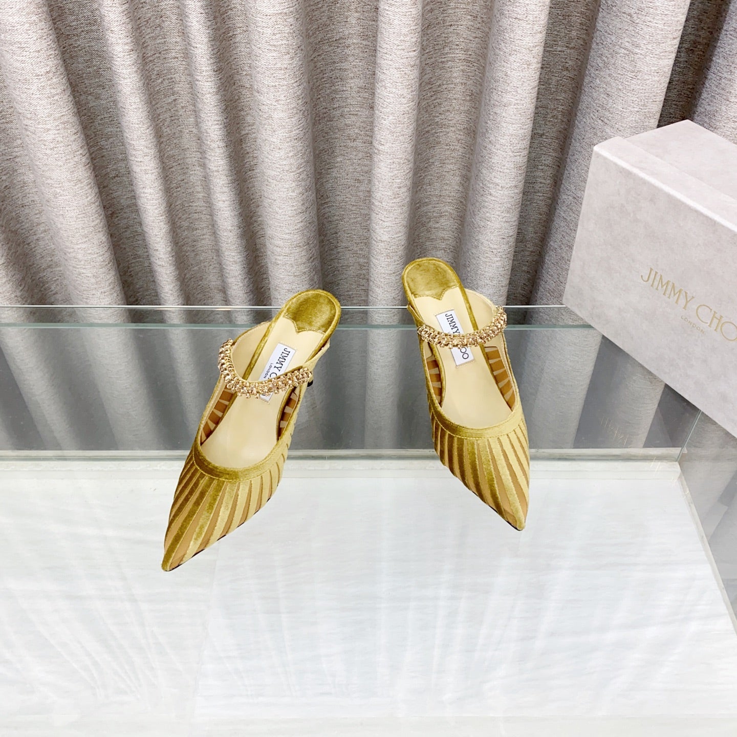 Jimmy Choo Bing Mesh Crystal-Strap Sandals