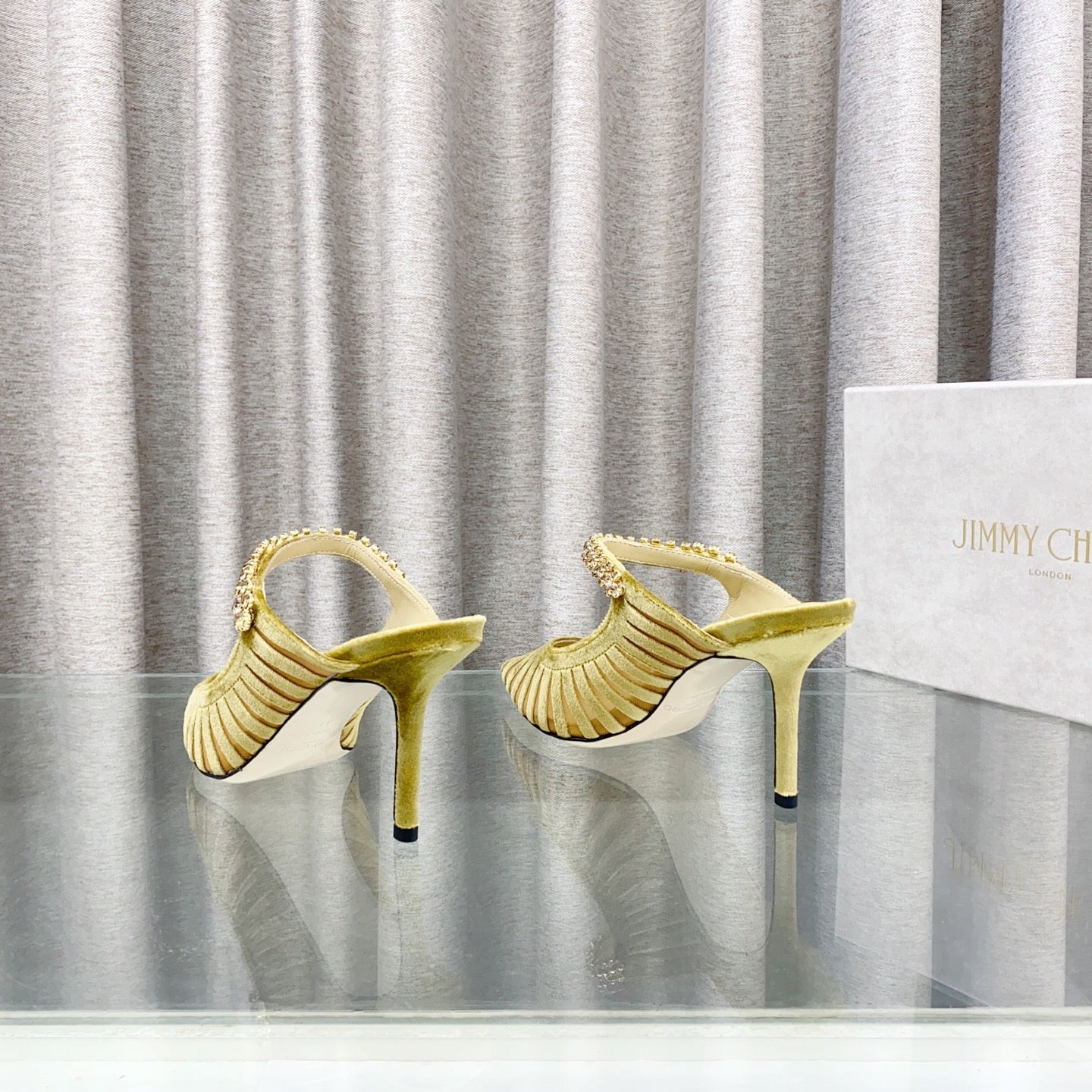 Jimmy Choo Bing Mesh Crystal-Strap Sandals