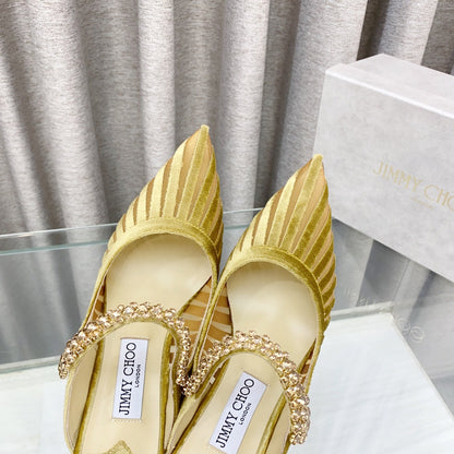 Jimmy Choo Bing Mesh Crystal-Strap Sandals