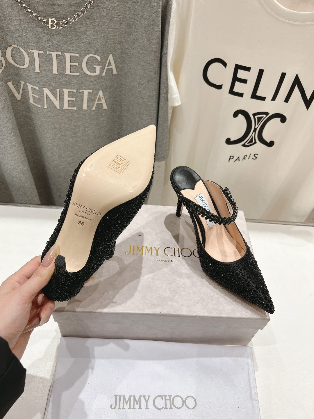 Jimmy Choo Bing Slingback Diamond High-Heeled Sandals