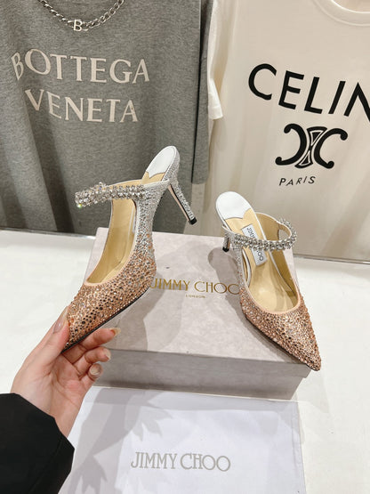 Jimmy Choo Bing Slingback Diamond High-Heeled Sandals