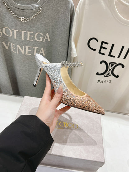 Jimmy Choo Bing Slingback Diamond High-Heeled Sandals