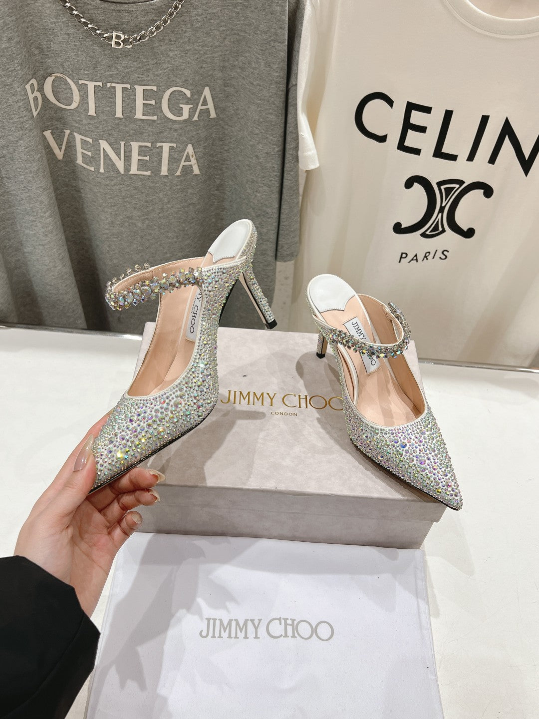Jimmy Choo Bing Slingback Diamond High-Heeled Sandals