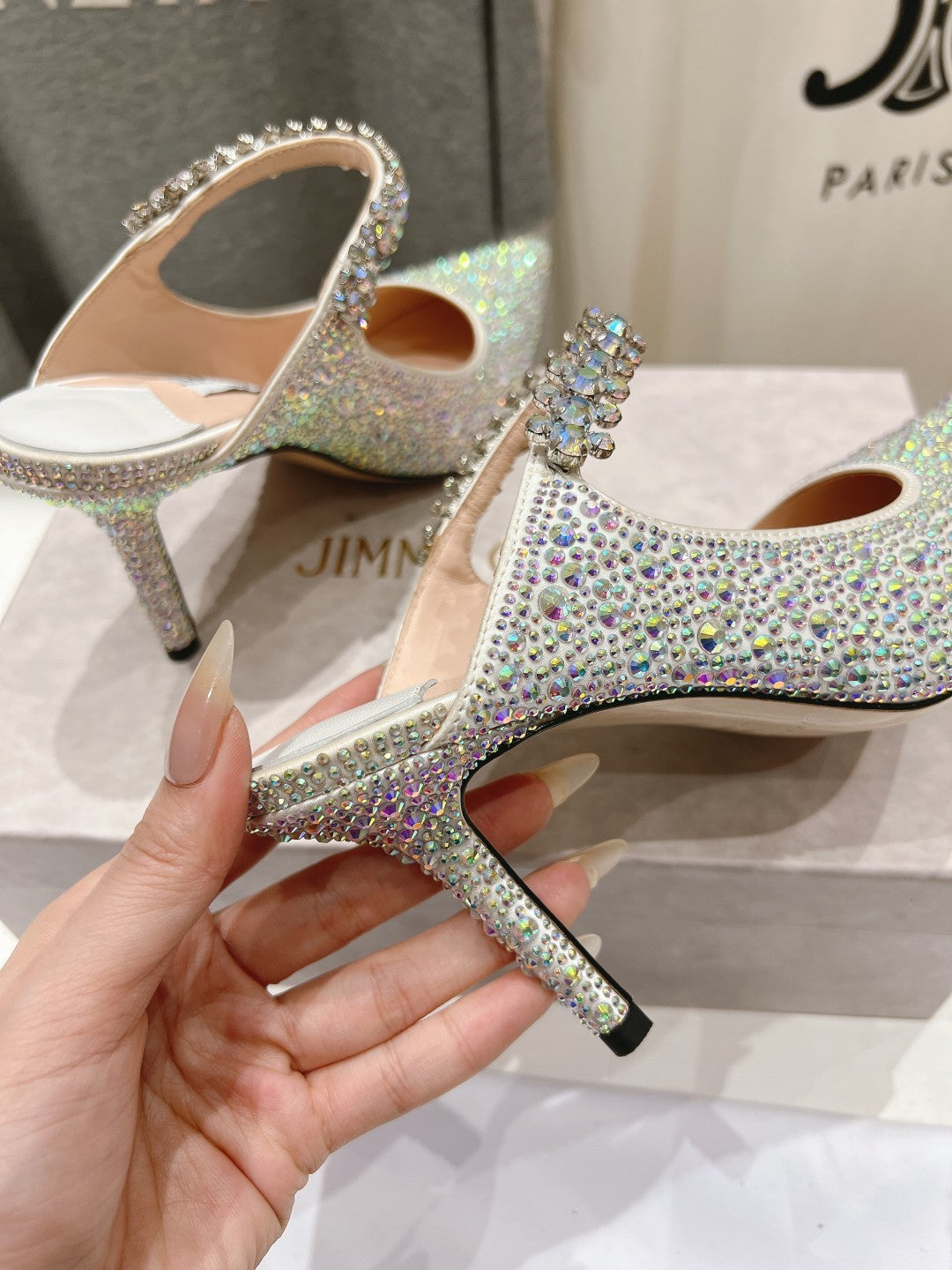 Jimmy Choo Bing Slingback Diamond High-Heeled Sandals