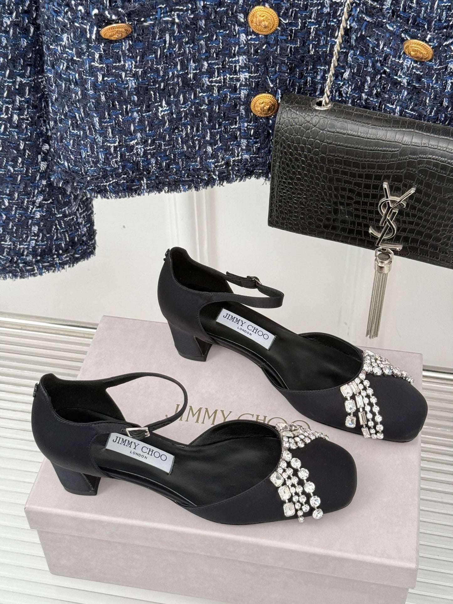 Jimmy Choo Sacaria Pearl-Embellished Satin Sandals
