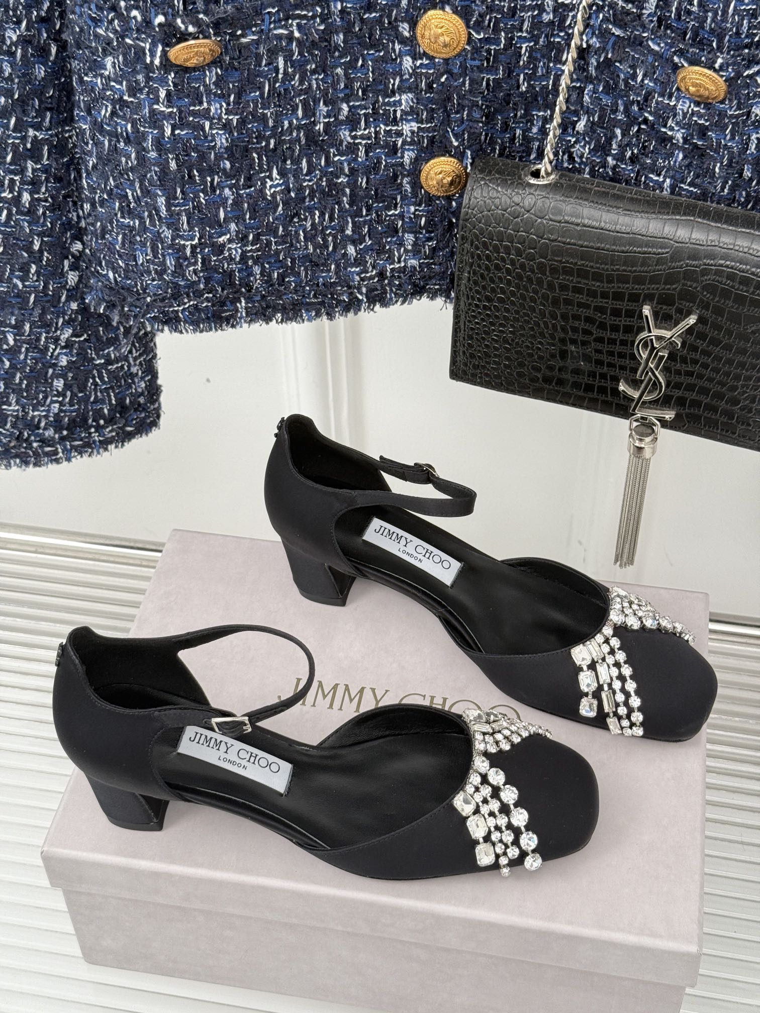 Jimmy Choo Sacaria Pearl-Embellished Satin Sandals