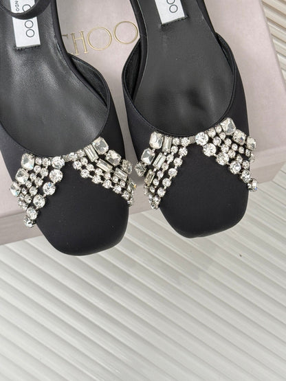 Jimmy Choo Sacaria Pearl-Embellished Satin Sandals