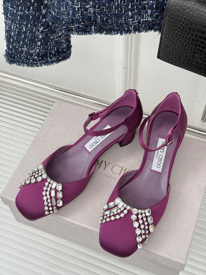 Jimmy Choo Sacaria Pearl-Embellished Satin Sandals