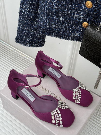 Jimmy Choo Sacaria Pearl-Embellished Satin Sandals