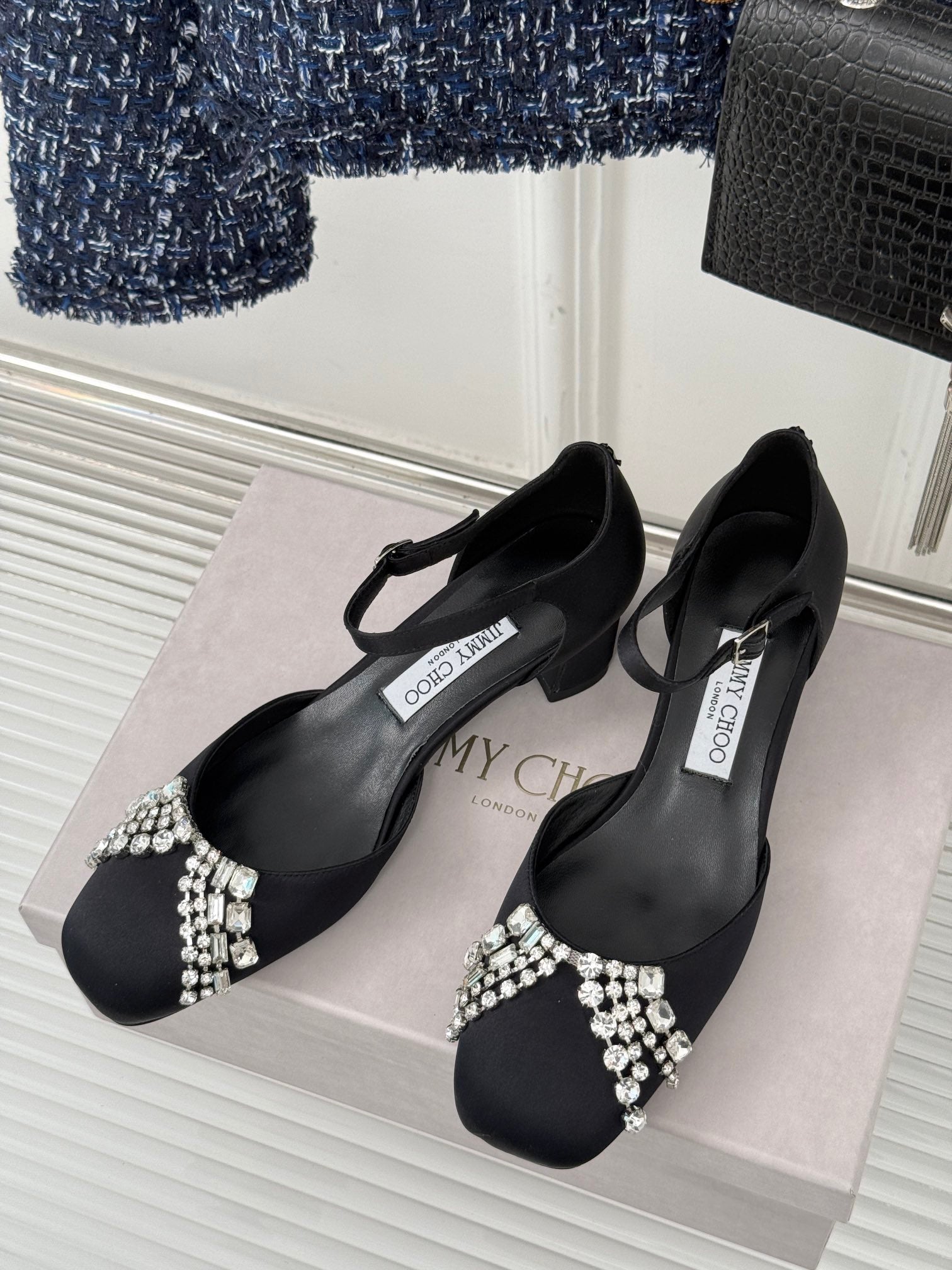Jimmy Choo Sacaria Pearl-Embellished Satin Sandals