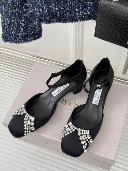 Jimmy Choo Sacaria Pearl-Embellished Satin Sandals