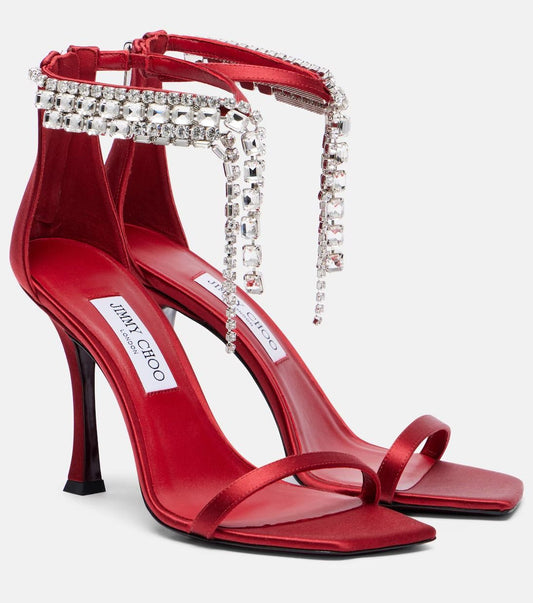 Jimmy Choo Verity 100 Embellished Satin Sandals