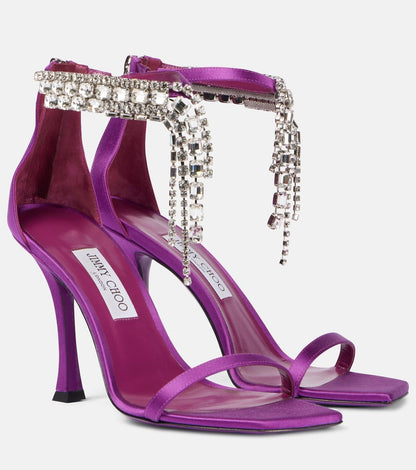 Jimmy Choo Verity 100 Embellished Satin Sandals