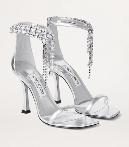 Jimmy Choo Verity 100 Embellished Satin Sandals