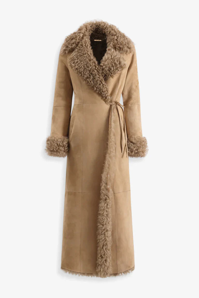 Joni Honey Shearling Maxi Coat