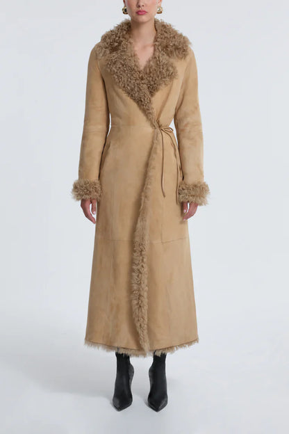 Joni Honey Shearling Maxi Coat