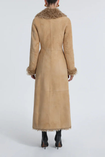 Joni Honey Shearling Maxi Coat