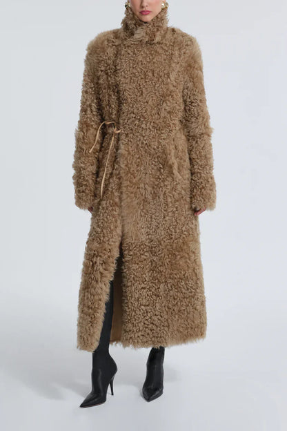 Joni Honey Shearling Maxi Coat