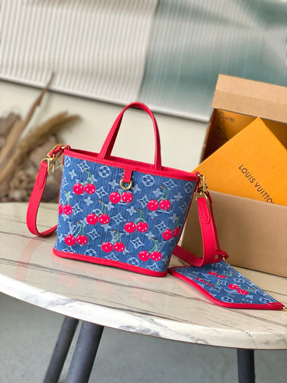LV x TM Neverfull Inside Out BB Monogram Denim Bag
