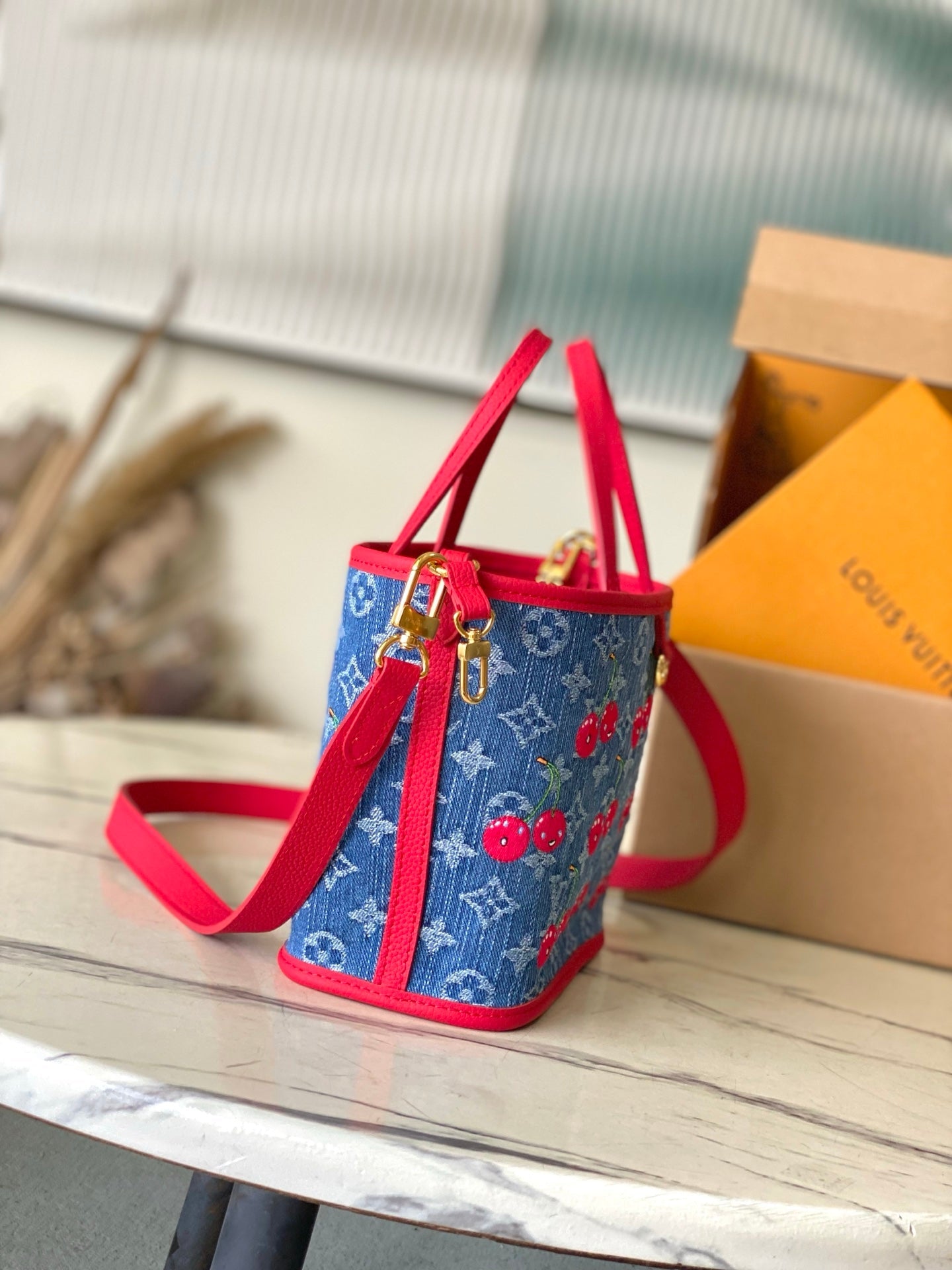 LV x TM Neverfull Inside Out BB Monogram Denim Bag