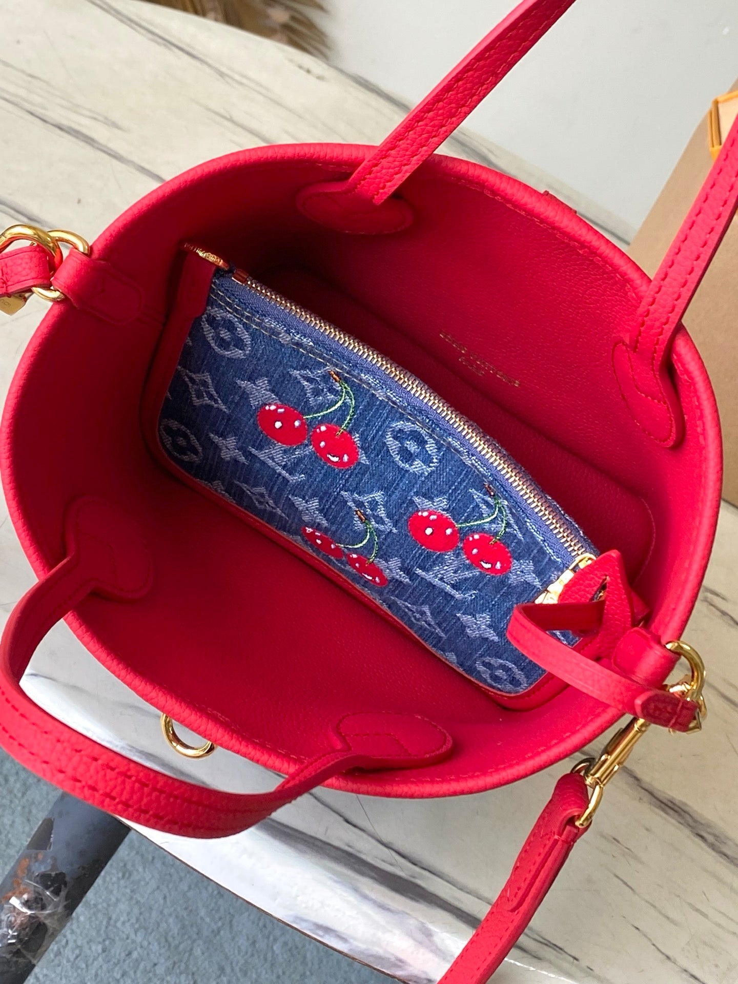 LV x TM Neverfull Inside Out BB Monogram Denim Bag