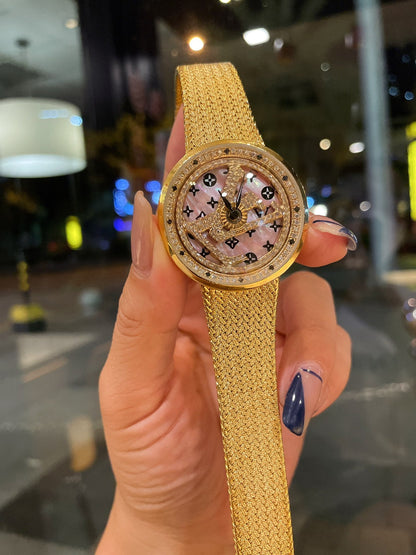 Louis Vuitton Tambour Monogram Diamond Pave Watch