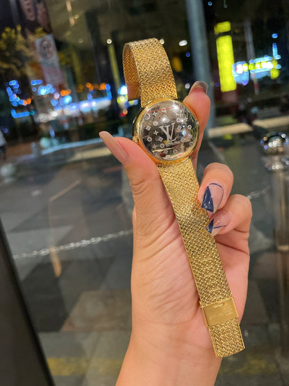 Louis Vuitton Tambour Monogram Diamond Pave Watch