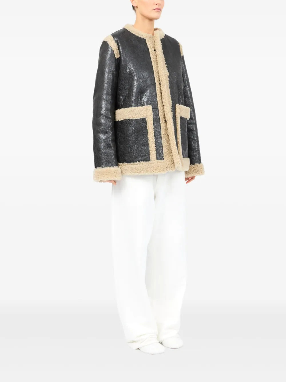 Maison Margiela Shearling-Trimmed Leather Jacket