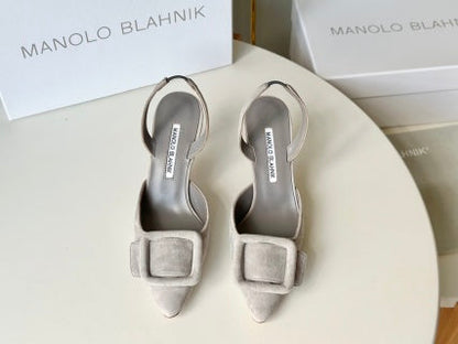 Manolo Blahnik Maysli Suede Slingbacks