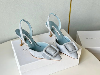 Manolo Blahnik Maysli Suede Slingbacks