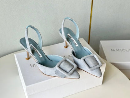 Manolo Blahnik Maysli Suede Slingbacks