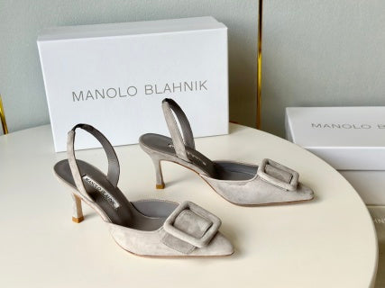 Manolo Blahnik Maysli Suede Slingbacks