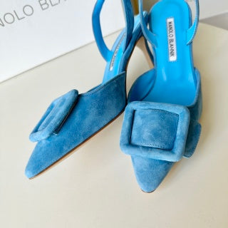 Manolo Blahnik Maysli Suede Slingbacks