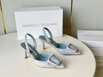 Manolo Blahnik Maysli Suede Slingbacks