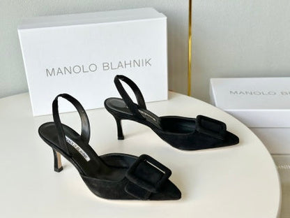 Manolo Blahnik Maysli Suede Slingbacks