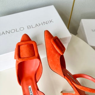 Manolo Blahnik Maysli Suede Slingbacks