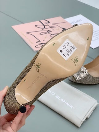 Manolo Blahnik Hangisi Glitter Pumps