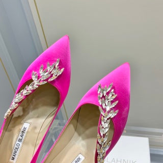 Manolo Blahnik Nadira Satin Jewel Buckle Pumps