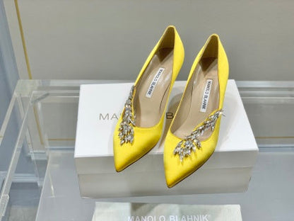 Manolo Blahnik Nadira Satin Jewel Buckle Pumps