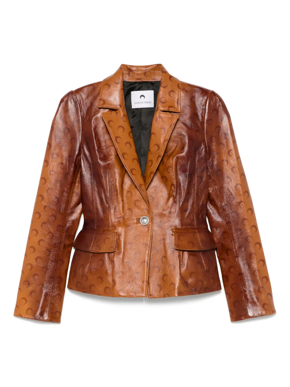 Marine Serre Moon-Airbrushed Leather Blazer