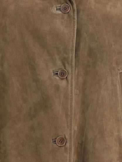 Max Mara Oversized Suede Jacket in Camel Brown