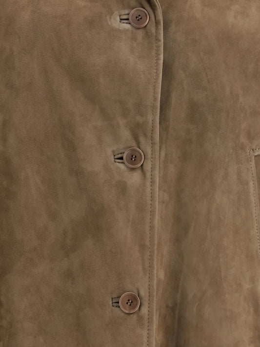 Max Mara Oversized Suede Jacket in Camel Brown